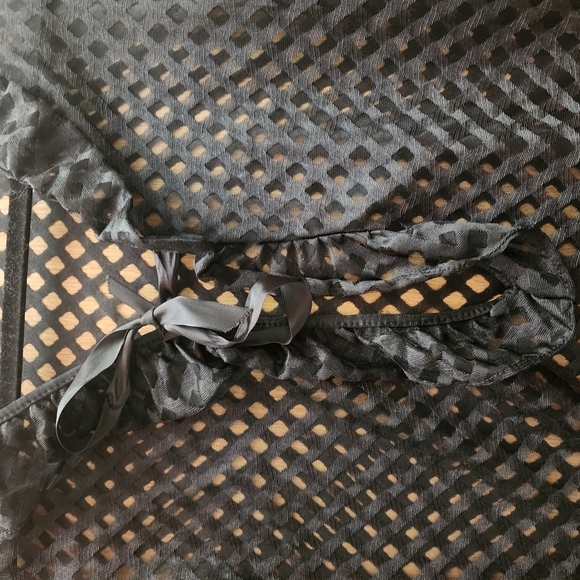 Black Swim Coverup with Stretchy Fabric and Polka Dot Design - Picture 3 of 3